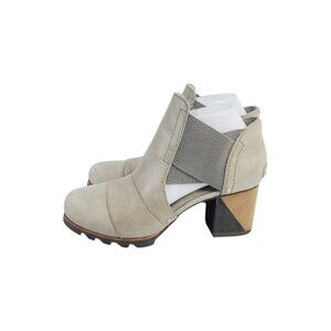 Sorel Women's Gray Addington Cut Out Leather Block Heel Ankle Chelsea Boots Sz 8